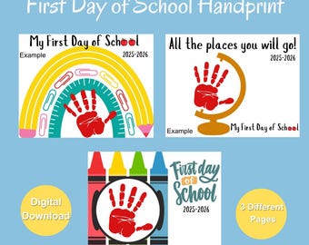 First Day Of School Handprint Craft Back To School Craft Handprint Craft Printable Craft First Day Of School Printable Craft for Students