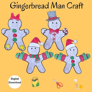 Artesanato de boneco de gengibre: impressão de Natal (download digital)