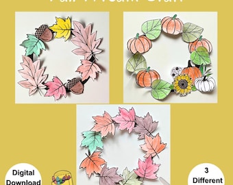 Herbstkranz basteln Kranz basteln Herbstkranz DIY Herbstkranz Herbstblattkranz Basteln Für Kinder Papier zum ausdrucken Herbstkranz für Schulkinder