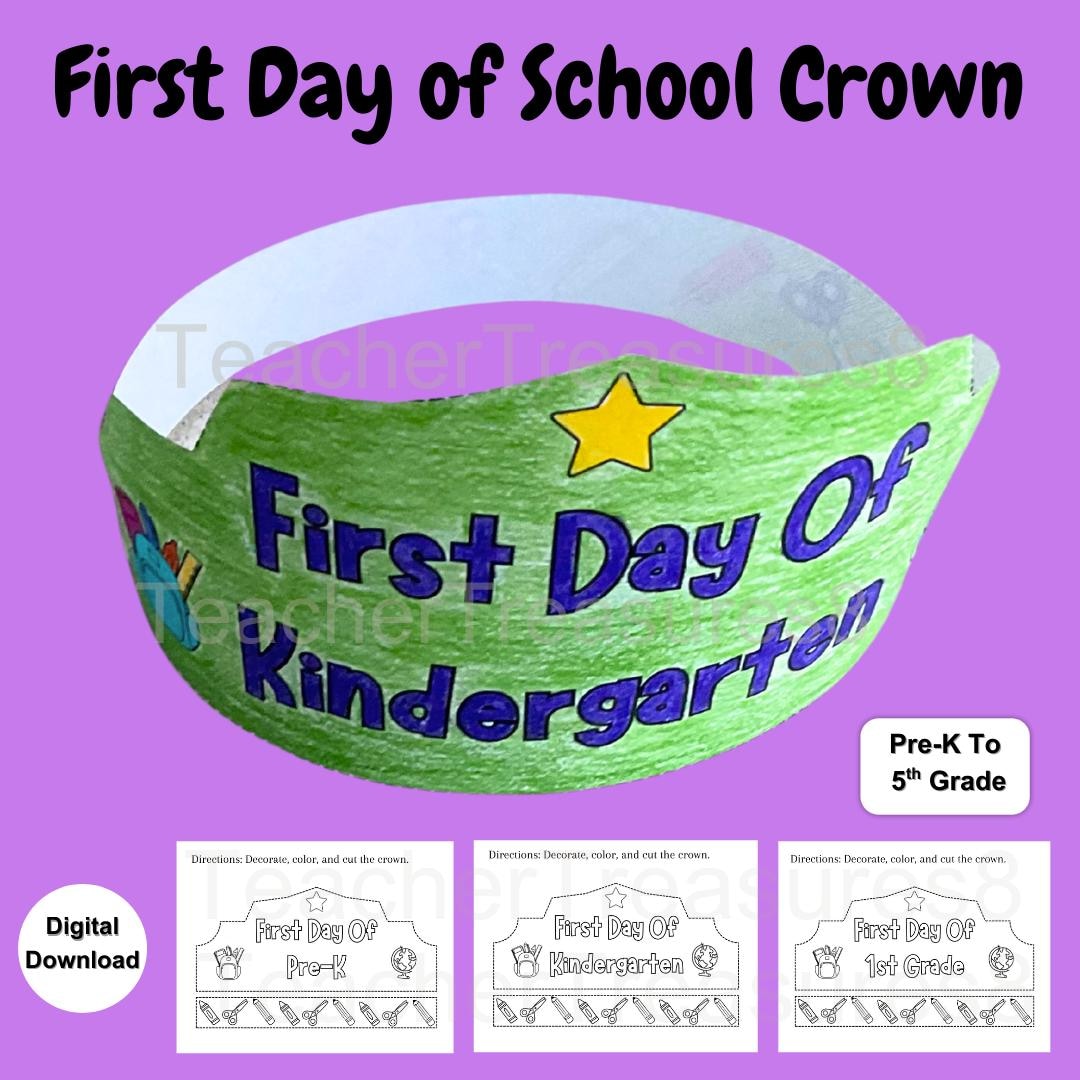 First Day of School Crown: Printable Back to School Craft (PDF Download