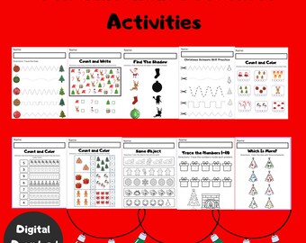 Actividades navideñas para niños, descarga digital de actividades navideñas, actividades navideñas para preescolar/jardín de infantes, actividades de educación en el hogar