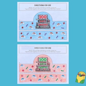 100 Days of School Paper Crown 100 Days Smarter Hat 100th Day of School ...