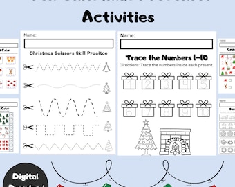 Actividades navideñas para niños, Descarga digital de actividades navideñas, Actividad navideña para preescolar/jardín de infantes, Actividad de educación en el hogar