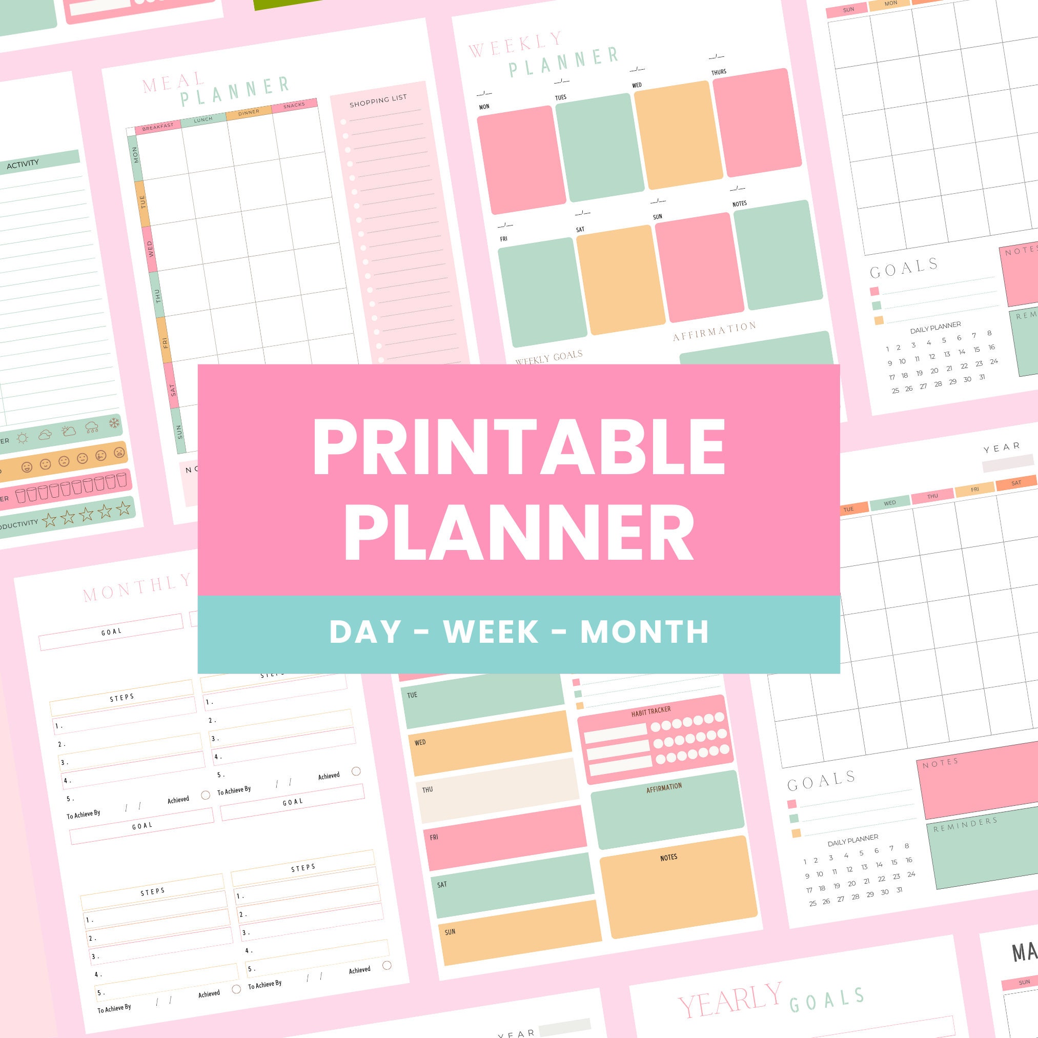 Printable Planner 2024 Planner Template Daily Weekly Monthly Yearly
