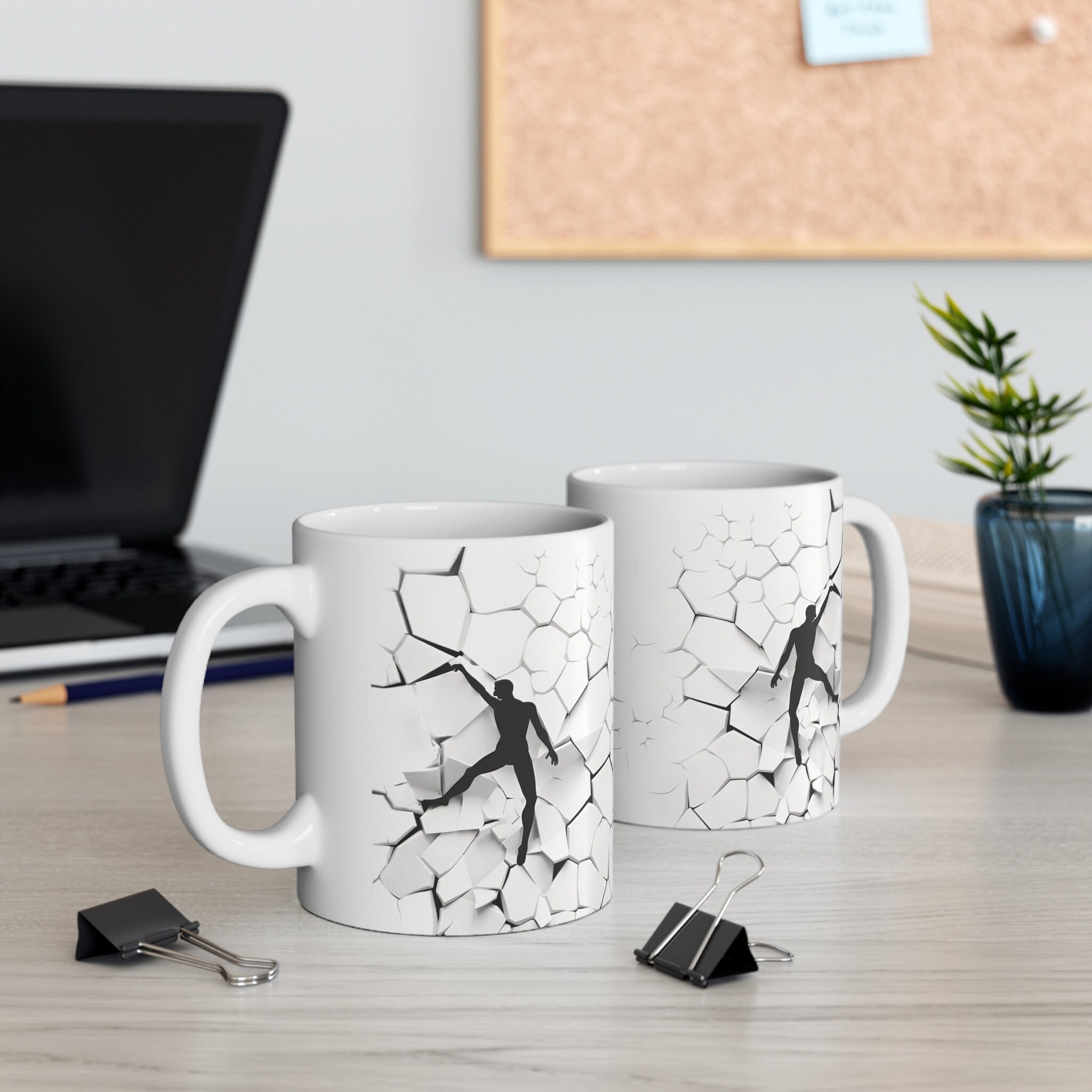 Broken Mug Climber, Rock Climber Mug, Coffee and Climbing, Bouldering Mug, Climbing Broken Mug