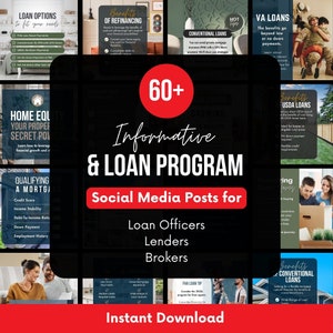 Loan Officer Marketing - Informative & Loan Program Social Media Mastery Package - 60+ Ready-to-Use Templates