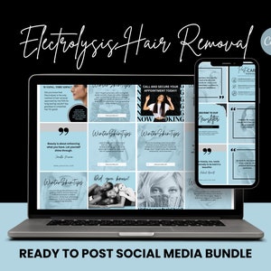 Electrolysis Hair Removal Social Media Templates | Electrology Hair Removal | Electrolysis Social Media Post Templates | Electrologist