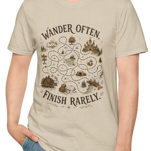 Side Quest Shirt, Wander Often Finish Rarely Tee, Tabletop RPG Shirt, Fantasy Map Gift