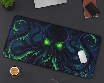 Cthulhu Themed Desk Mat Gamer Accessories Office Decor Mouse Pad Unique Gift Nerdy Home Office