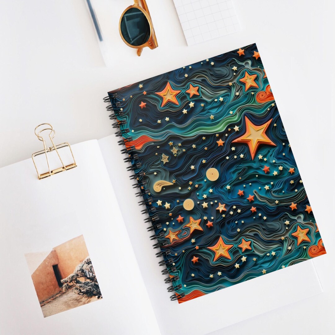 Starry Night Celestial Spiral Notebook Celestial Stars Pattern Journal ...