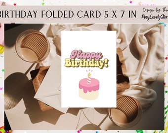 Druckbare Geburtstagskarte, niedliche druckbare Geburtstagskarte, Grußkarte, Malkarte, Sofort Download, Geschenk zum Geburtstag, leere Karte.