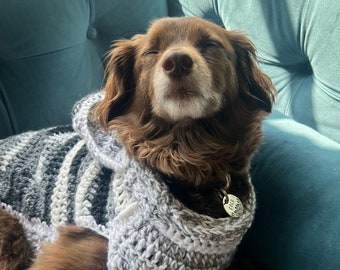 Dog Sweater Crochet with Large Hoodie