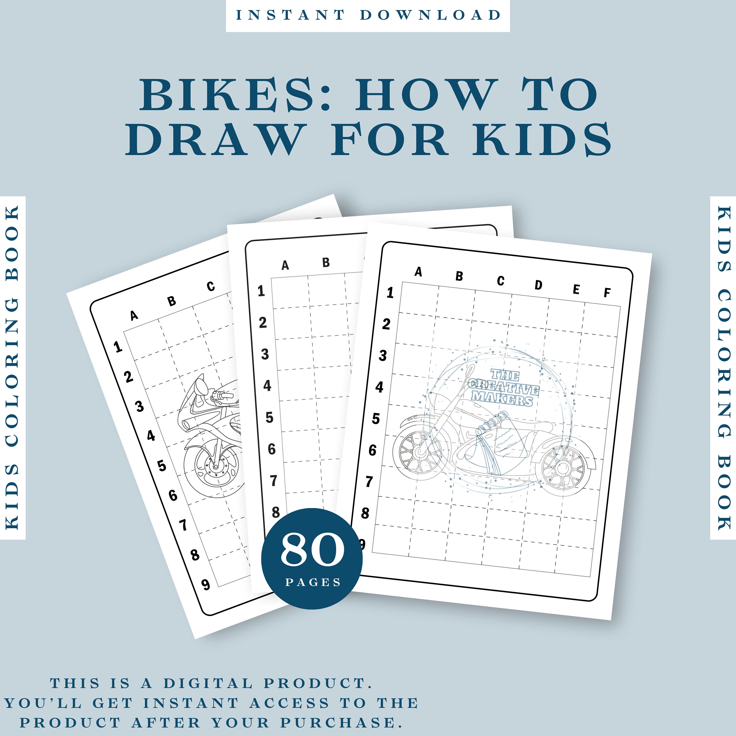 Bike Easy Color Bikes: How to Draw for Kids | Kids Coloring Book | 80 Coloring Pages ...