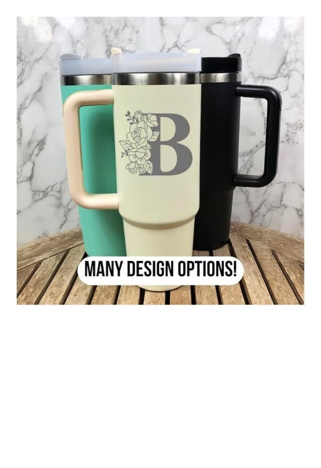 Personalized 40 Oz Tumbler With Handle & Straw, Custom 40 Oz Tumbler ...
