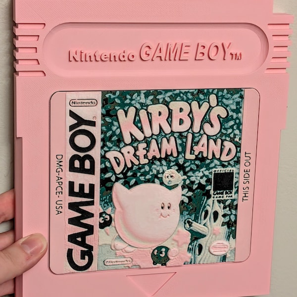 Kirby's Dreamland Wall Art | Giant Gameboy Cartridge | Textured 3D Art | Shelf Display for Gamers