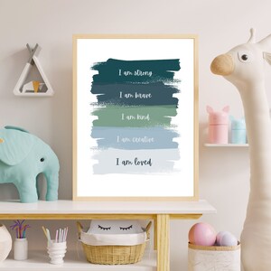 Arte de la pared de afirmación - Decoración del hogar inspiradora imprimible azul - Descarga instantánea