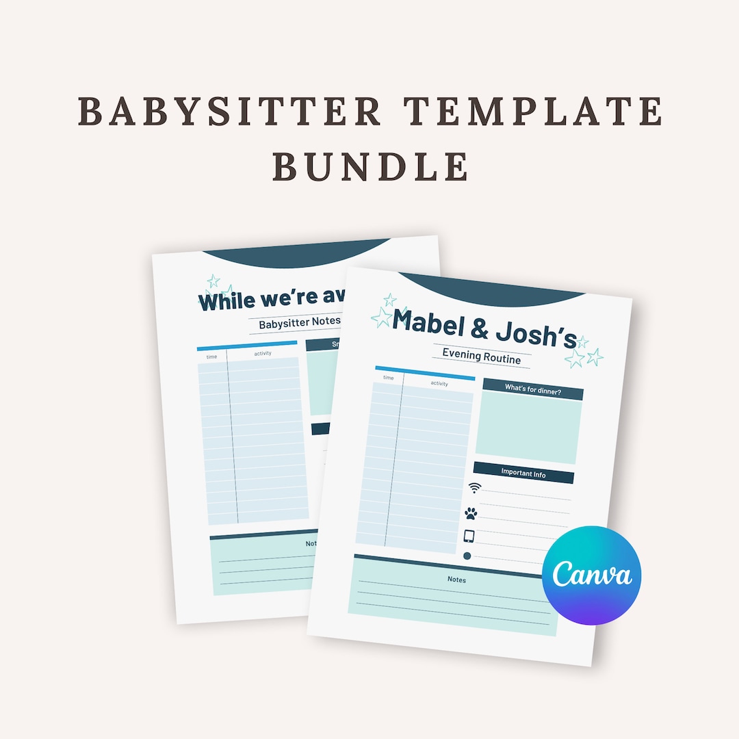 Babysitter Template Bundle INSTANT DOWNLOAD Customizable and Babysitter Template Bundle INSTANT DOWNLOAD Customizable and