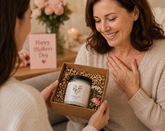Vela de regalo para el Día de la Madre, Vela de soja "Gracias Mamá", Regalo para mamá de parte de su hija, Caja de regalo acogedora para velas, Regalo de agradecimiento para mamá