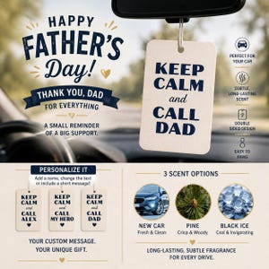 Personalized Car Air Freshener for Dad, Father’s Day Gift, Custom Call Dad Hanging Freshener, Funny Gift for Father