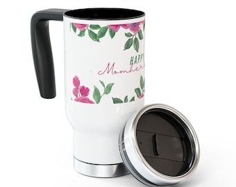 Taza de viaje con diseño de ramo floral para el Día de la Madre / Acero inoxidable de 414 ml