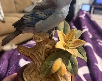 Vintage Porcelain Blue Jay Bird Figurine by Andrea by Sadek Made