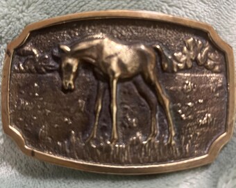 Vintage Horse Head Belt Buckle – Solid Brass (1976 Bergamot  display picture 3