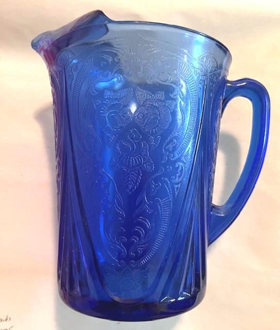 Vintage Hazel Atlas Glass Co Royal Lace Cobalt Blue Pitcher - Etsy