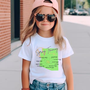 Camisetas vibrantes Wander Tees para niños, entrenamiento de primavera, liga de cactus, mapa, estadio de béisbol, cazador de estadios, regalo de béisbol de la MLB, estadio de béisbol de la MLB