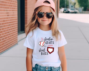 Vibrant Wander Tees Kids Valentines Day Shirts Baseball Shirt Valentines Shirt Valentines Baseball Kids Baseball Shirt Steal Hearts Bases