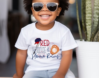 Vibrant Wander Tees Dziecięca koszulka z okazji 4 lipca Dziecięca koszulka baseballowa Dziecięca koszulka z okazji 4 lipca Prezent baseballowy 4 lipca Koszulka dziecięca 4 lipca Koszulka
