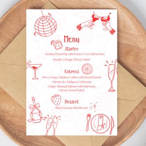 Dinner Party Menu, Dinner Menu, Dinner Party Template Menu, INSTANT DOWNLOAD