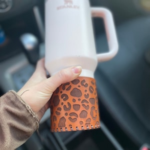 leather stanley boot customized name boot leopard print Stanley accessory tumbler boot leather personalized sleeve boot cup stanley 40 oz