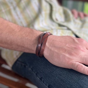 Braided Leather Bracelet for Men: Handmade Woven Cuff Minimal Men&#39;s Jewelry Boho Vibe