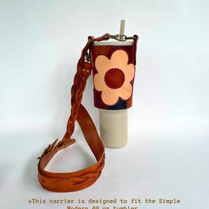 leather flower patchwork tumbler carrier unique water bottle carrier