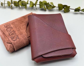 Cartera de cuero hecha a mano: iniciales personalizadas, regalo para el padrino