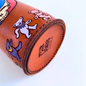 grateful dead beer koozie steal your face grateful dead gift deadhead gift greatful dead beer cozie greatful mug dancing bears leather gift