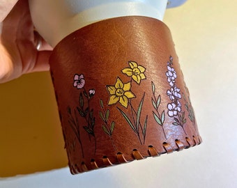 personalized tumbler birth flowers tumbler boot leather tumbler accessory custom tumbler boot farmhouse birth flower tumbler gift wrap