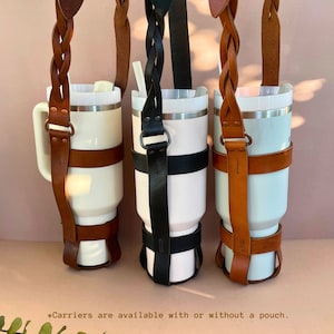 40 oz tumbler sling leather water bottle carrier 40 oz tumbler carrier 40 oz bottle holder leather bottle sling thermos carrier leather