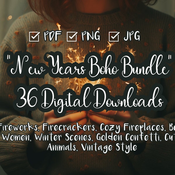 New Years Backgrounds︱36 Digital Files︱Holiday Backdrop︱Digital Backdrops︱New Years Images Bundle︱Photoshop Overlay︱PNG PDF JPG︱Boho