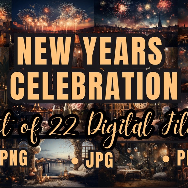 New Years Backgrounds︱22 Digital Files︱Holiday Backdrop︱Digital Backdrops︱New Years Celebration Wallpaper︱PNG PDF JPG ︱Boho