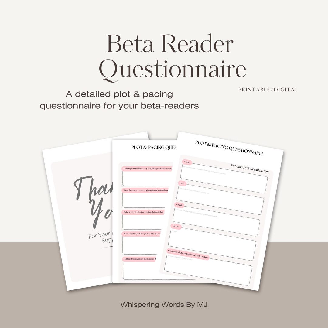 Plot & Pacing Beta Reader Questionnaire | Pink - Etsy