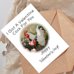 Funny Valentine's Day Card Downloadable Do It Yourself Printable Valentine Cock Rooster Greeting Card Humorous Gift For Her 5"x7" Card