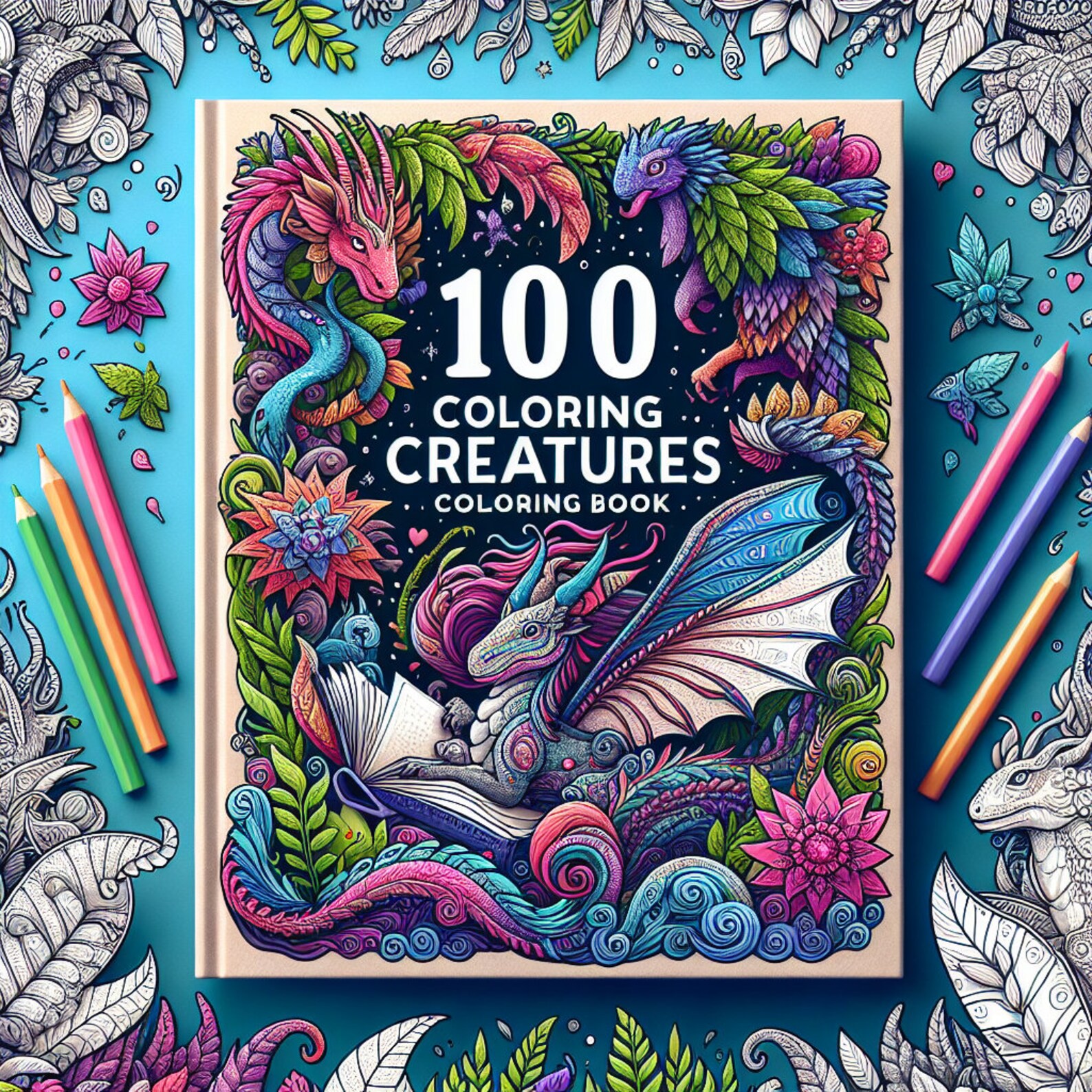100 Fantasy Creatures Coloring Book: Art for Adults & Children (PDF ...