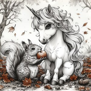 100 Printable Coloring Unicorn Animal Companions Digital PDF Book