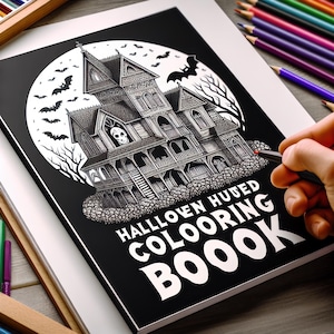 100 páginas de casas encantadas de Halloween para colorear en formato PDF digital para niños y adultos, regalo perfecto, actividad divertida para niños pequeños, PDF para relajarse