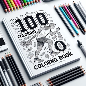 100 Page Jogging Coloring Book PDF for Kids and Adults Ideal Gift or Fun Activity Sports Themed Coloring Pages Digital Download