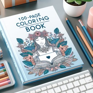 Livro para colorir de autocuidado com 100 páginas | Baixar PDF Digital | Páginas para colorir de alívio do estresse para crianças e adultos | Presente ideal | PDF de atividades divertidas