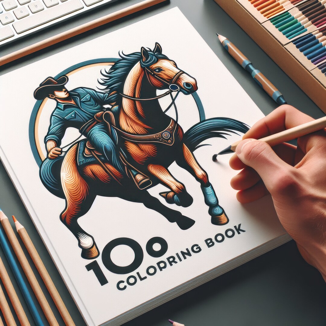 100 Page Horseback Riding Coloring Book Digital PDF for Kids and Adults ...