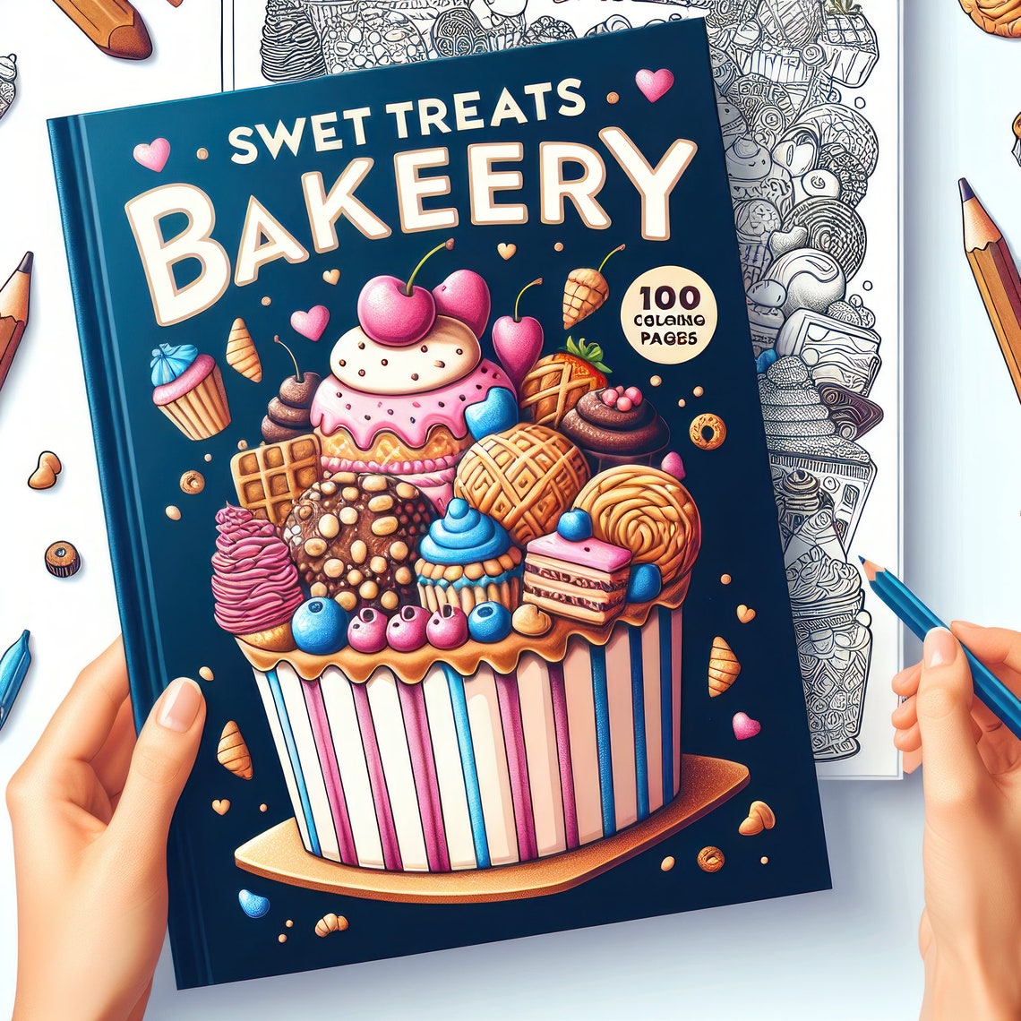 100 Sweet Treats Bakery Pages Coloring Book Digital PDF for Kids and ...