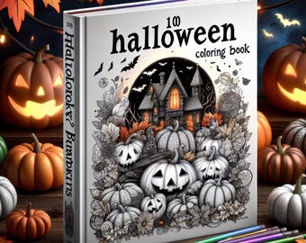 Kleurboek Halloween Spooky Pumpkins: 100 pagina's, leuke activiteit (digitale download)